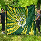 Australian Cricket Quilt Dynamic Stripe Graphic With Player Silhouette