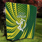 Australian Cricket Quilt Dynamic Stripe Graphic With Player Silhouette