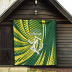Australian Cricket Quilt Dynamic Stripe Graphic With Player Silhouette
