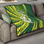 Australian Cricket Quilt Dynamic Stripe Graphic With Player Silhouette