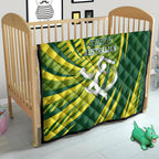 Australian Cricket Quilt Dynamic Stripe Graphic With Player Silhouette