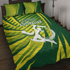 Australian Cricket Quilt Bed Set Dynamic Stripe Graphic With Player Silhouette