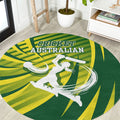 Australian Cricket Round Carpet Dynamic Stripe Graphic With Player Silhouette