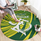 Australian Cricket Round Carpet Dynamic Stripe Graphic With Player Silhouette