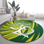 Australian Cricket Round Carpet Dynamic Stripe Graphic With Player Silhouette