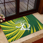 Australian Cricket Rubber Doormat Dynamic Stripe Graphic With Player Silhouette