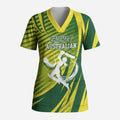 Australian Cricket Scrub Top Dynamic Stripe Graphic With Player Silhouette