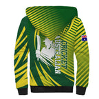 Australian Cricket Sherpa Hoodie Dynamic Stripe Graphic With Player Silhouette