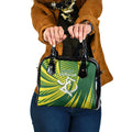 Australian Cricket Shoulder Handbag Dynamic Stripe Graphic With Player Silhouette