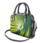 Australian Cricket Shoulder Handbag Dynamic Stripe Graphic With Player Silhouette