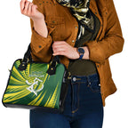 Australian Cricket Shoulder Handbag Dynamic Stripe Graphic With Player Silhouette