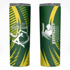 Australian Cricket Skinny Tumbler Dynamic Stripe Graphic With Player Silhouette