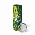 Australian Cricket Skinny Tumbler Dynamic Stripe Graphic With Player Silhouette