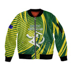 Australian Cricket Sleeve Zip Bomber Jacket Dynamic Stripe Graphic With Player Silhouette