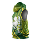 Australian Cricket Sleeveless Hoodie Dynamic Stripe Graphic With Player Silhouette