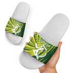 Australian Cricket Slide Sandals Dynamic Stripe Graphic With Player Silhouette