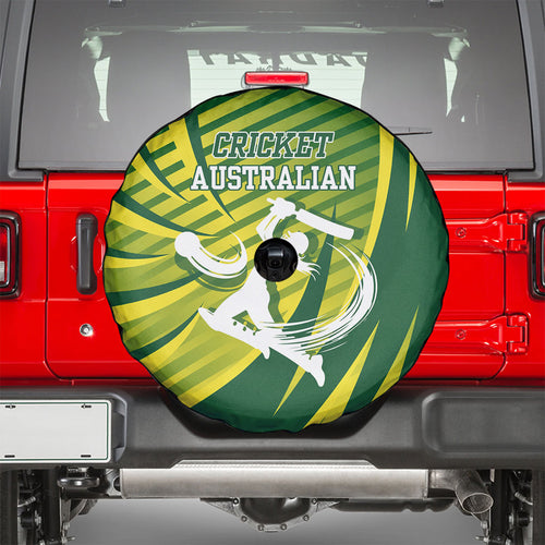 Australian Cricket Spare Tire Cover Dynamic Stripe Graphic With Player Silhouette