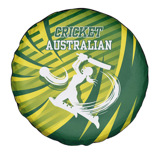 Australian Cricket Spare Tire Cover Dynamic Stripe Graphic With Player Silhouette