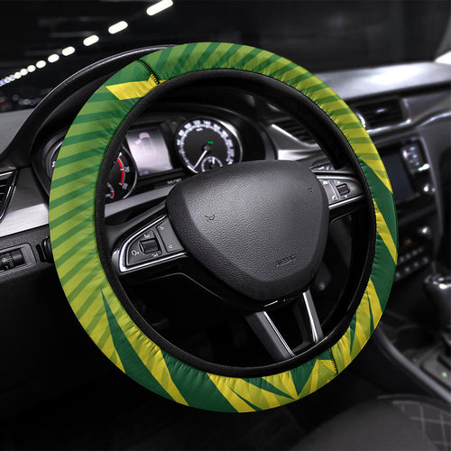 Australian Cricket Steering Wheel Cover Dynamic Stripe Graphic With Player Silhouette