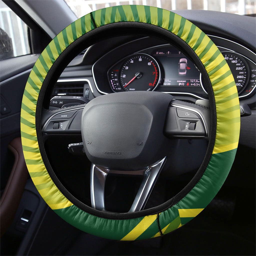 Australian Cricket Steering Wheel Cover Dynamic Stripe Graphic With Player Silhouette