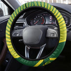 Australian Cricket Steering Wheel Cover Dynamic Stripe Graphic With Player Silhouette
