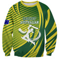 Australian Cricket Sweatshirt Dynamic Stripe Graphic With Player Silhouette