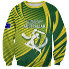 Australian Cricket Sweatshirt Dynamic Stripe Graphic With Player Silhouette