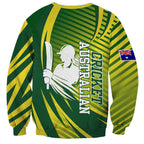 Australian Cricket Sweatshirt Dynamic Stripe Graphic With Player Silhouette