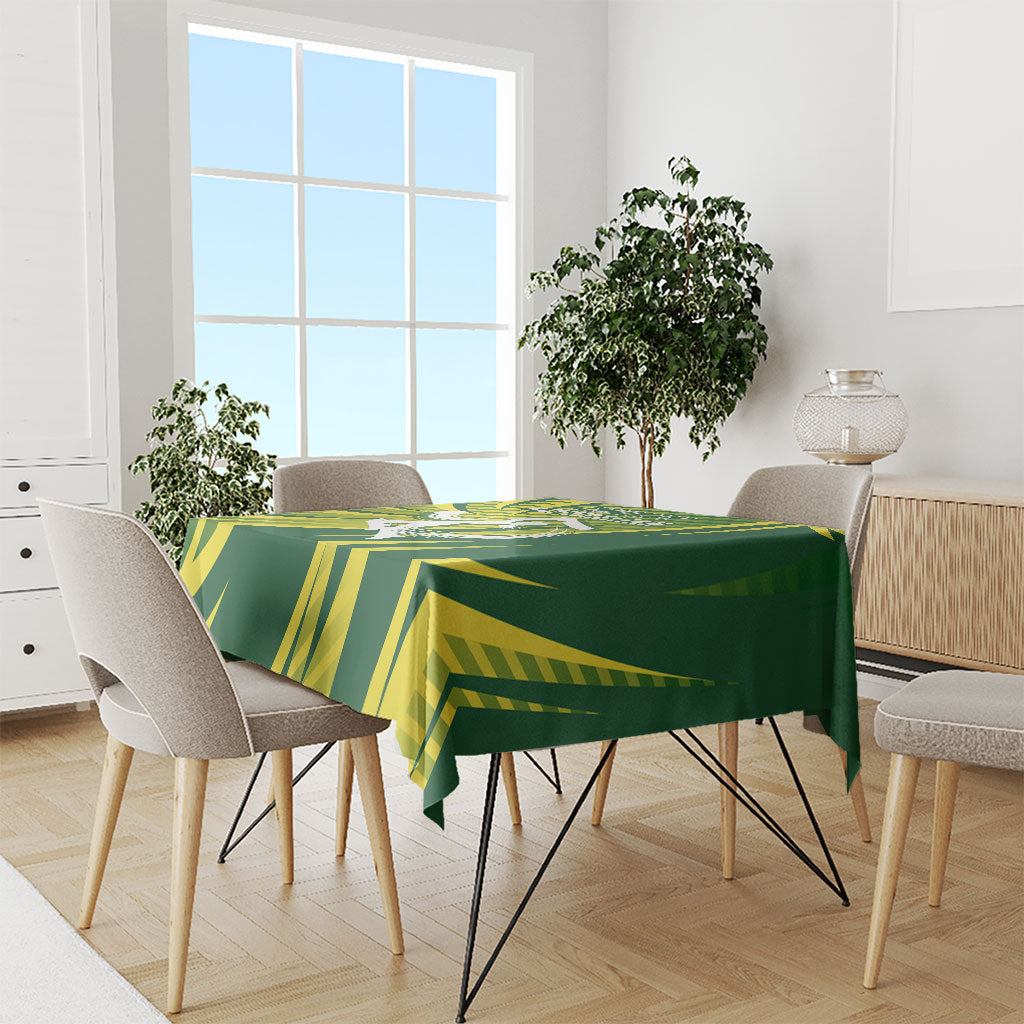 Australian Cricket Tablecloth Dynamic Stripe Graphic With Player Silhouette