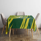 Australian Cricket Tablecloth Dynamic Stripe Graphic With Player Silhouette