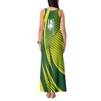Australian Cricket Tank Maxi Dress Dynamic Stripe Graphic With Player Silhouette