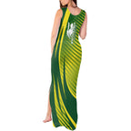 Australian Cricket Tank Maxi Dress Dynamic Stripe Graphic With Player Silhouette