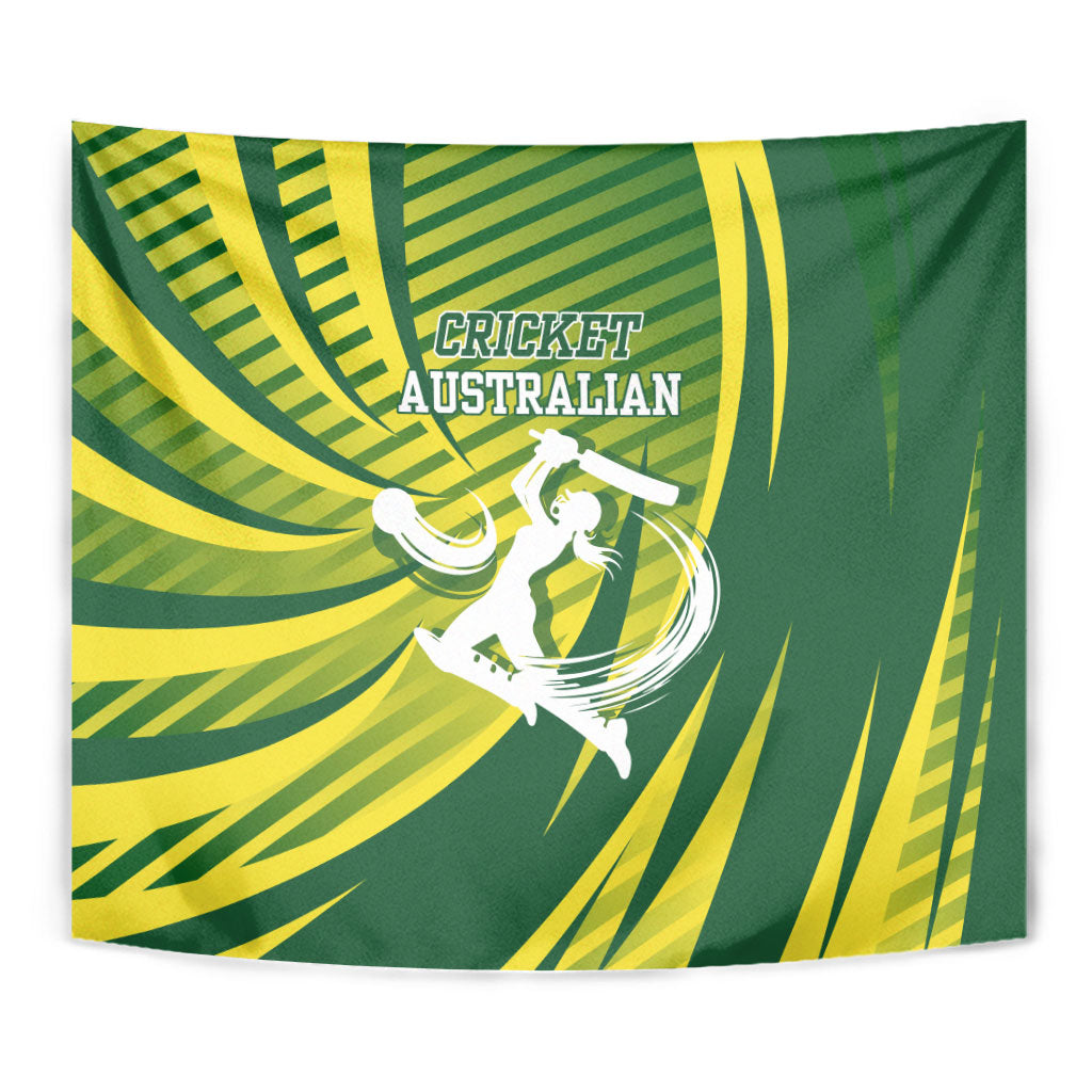 Australian Cricket Tapestry Dynamic Stripe Graphic With Player Silhouette