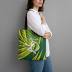 Australian Cricket Tote Bag Dynamic Stripe Graphic With Player Silhouette