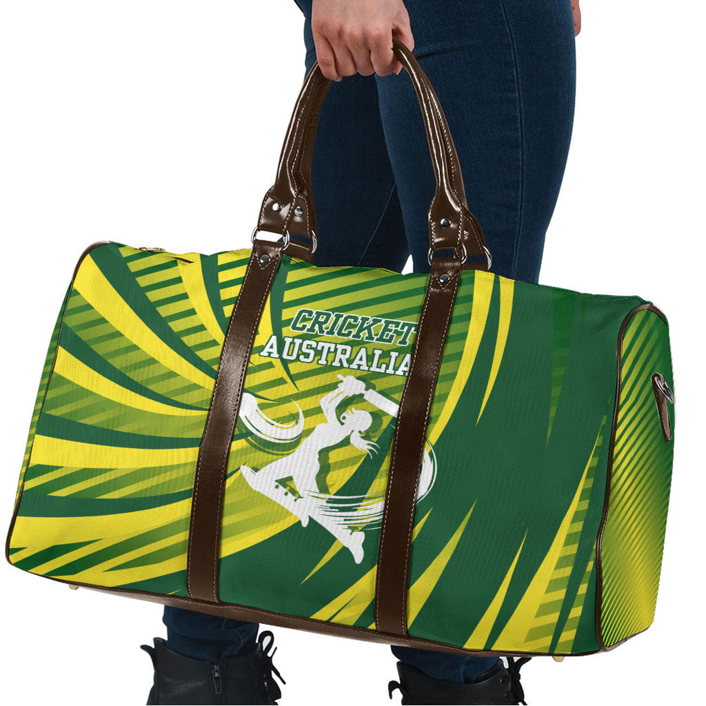 Australian Cricket Travel Bag Dynamic Stripe Graphic With Player Silhouette