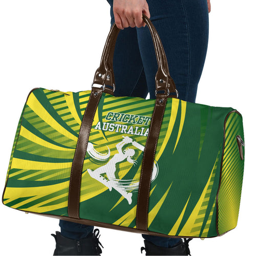 Australian Cricket Travel Bag Dynamic Stripe Graphic With Player Silhouette