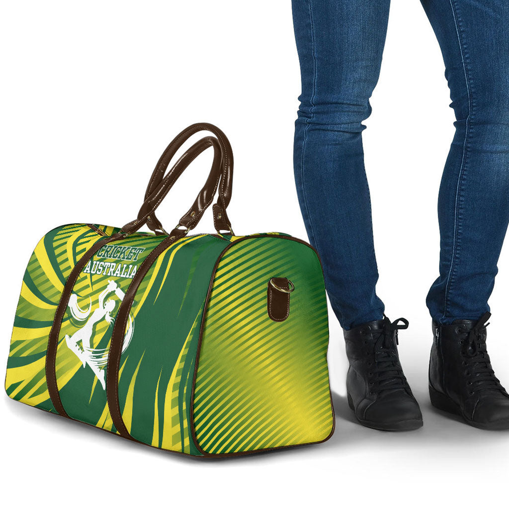 Australian Cricket Travel Bag Dynamic Stripe Graphic With Player Silhouette