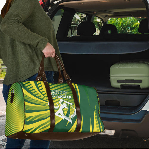 Australian Cricket Travel Bag Dynamic Stripe Graphic With Player Silhouette