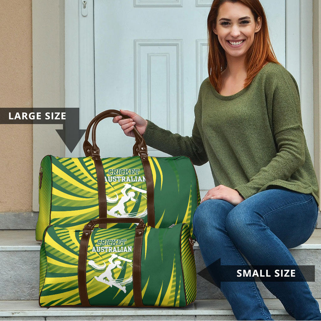 Australian Cricket Travel Bag Dynamic Stripe Graphic With Player Silhouette