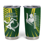 Australian Cricket Tumbler Cup Dynamic Stripe Graphic With Player Silhouette