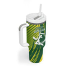 Australian Cricket Tumbler With Handle Dynamic Stripe Graphic With Player Silhouette