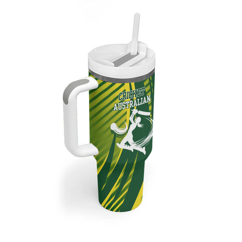 Australian Cricket Tumbler With Handle Dynamic Stripe Graphic With Player Silhouette