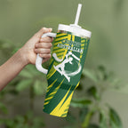 Australian Cricket Tumbler With Handle Dynamic Stripe Graphic With Player Silhouette