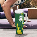 Australian Cricket Tumbler With Handle Dynamic Stripe Graphic With Player Silhouette