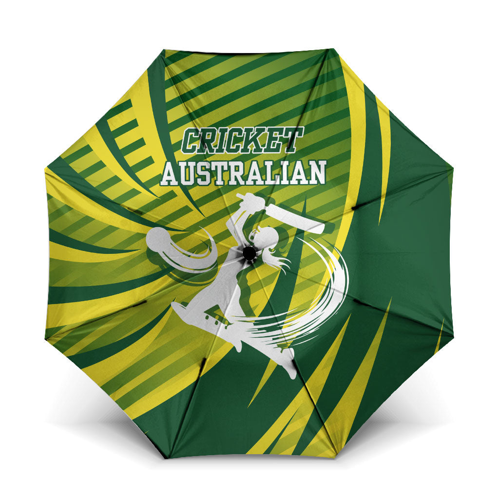 Australian Cricket Umbrella Dynamic Stripe Graphic With Player Silhouette