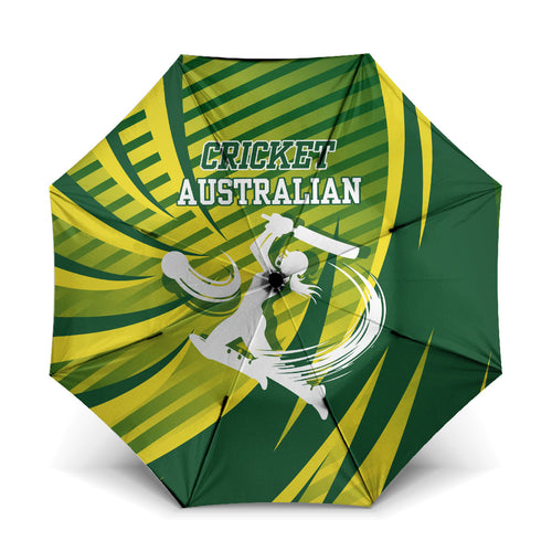 Australian Cricket Umbrella Dynamic Stripe Graphic With Player Silhouette