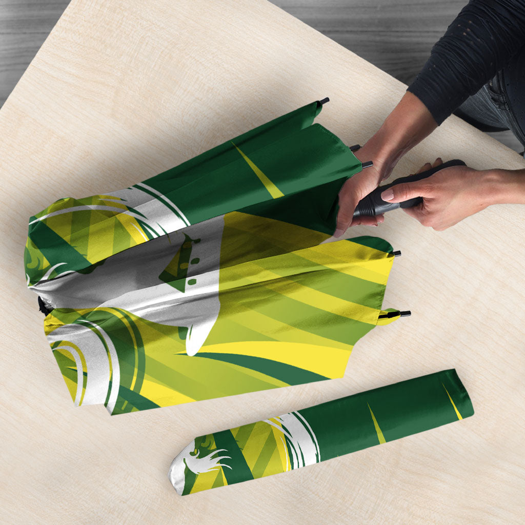 Australian Cricket Umbrella Dynamic Stripe Graphic With Player Silhouette