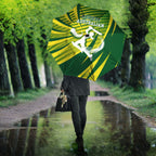 Australian Cricket Umbrella Dynamic Stripe Graphic With Player Silhouette