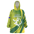 Australian Cricket Wearable Blanket Hoodie Dynamic Stripe Graphic With Player Silhouette