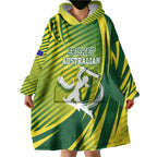 Australian Cricket Wearable Blanket Hoodie Dynamic Stripe Graphic With Player Silhouette